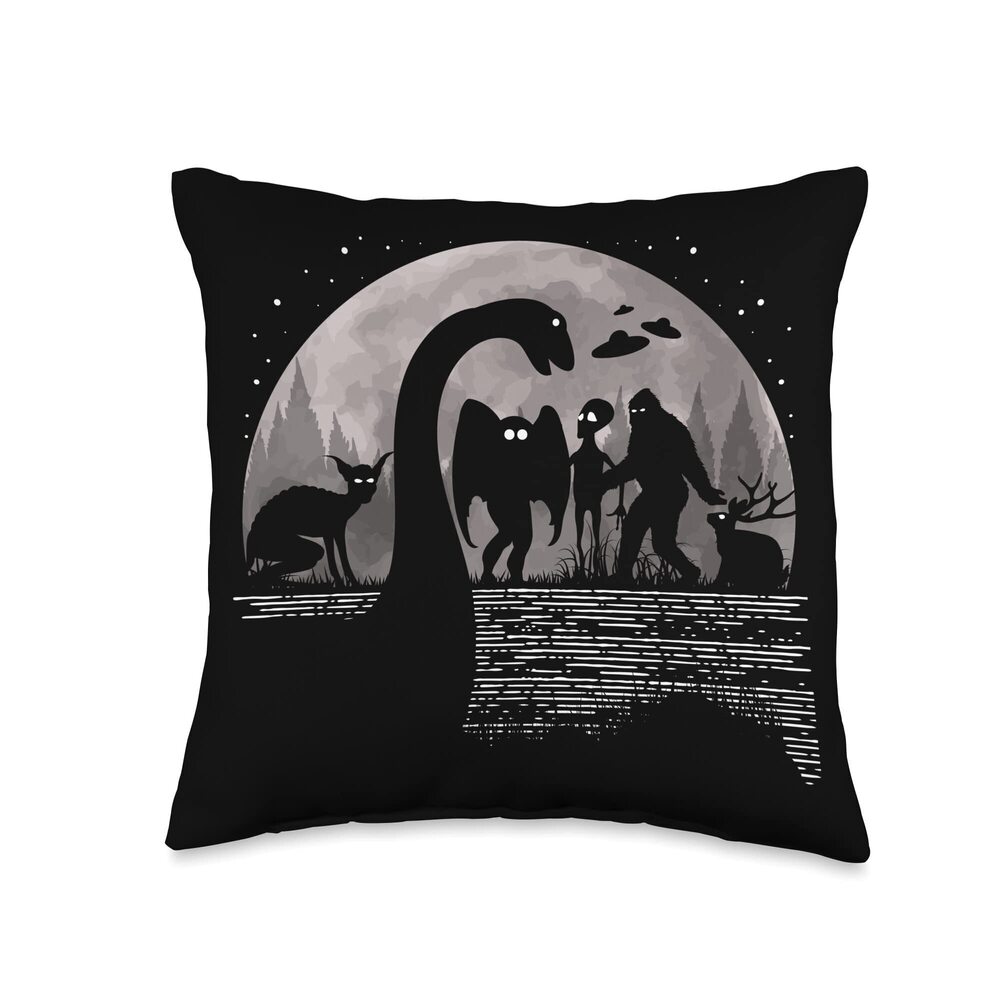 4383 Bigfoot Loch Ness Monster And Mothman Ufos Chupacabra Alien Throw